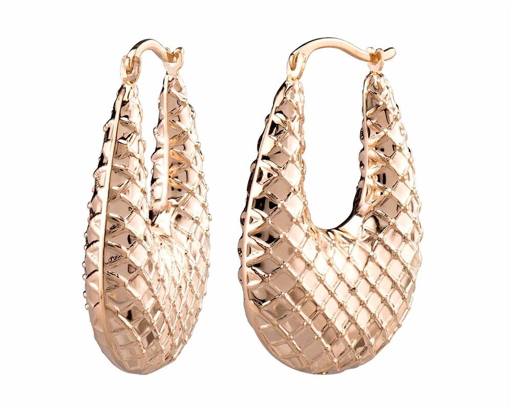 NEW GOLD & HONEY women's textured oval click top hoop earrings in gold